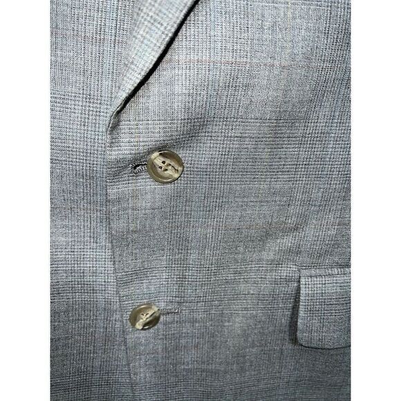 Vintage Bill Blass Blazer Plaid Suit Coat Hudsons Size 42R Jacket Gray Glencheck - Picture 10 of 13
